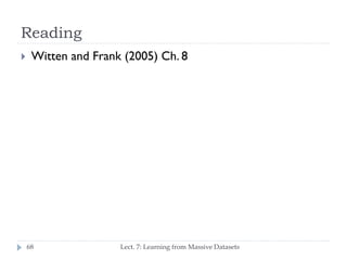Reading


Witten and Frank (2005) Ch. 8

68

Lect. 7: Learning from Massive Datasets

 