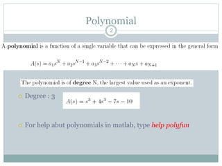 Polynomials and Curve Fitting in MATLAB | PPT