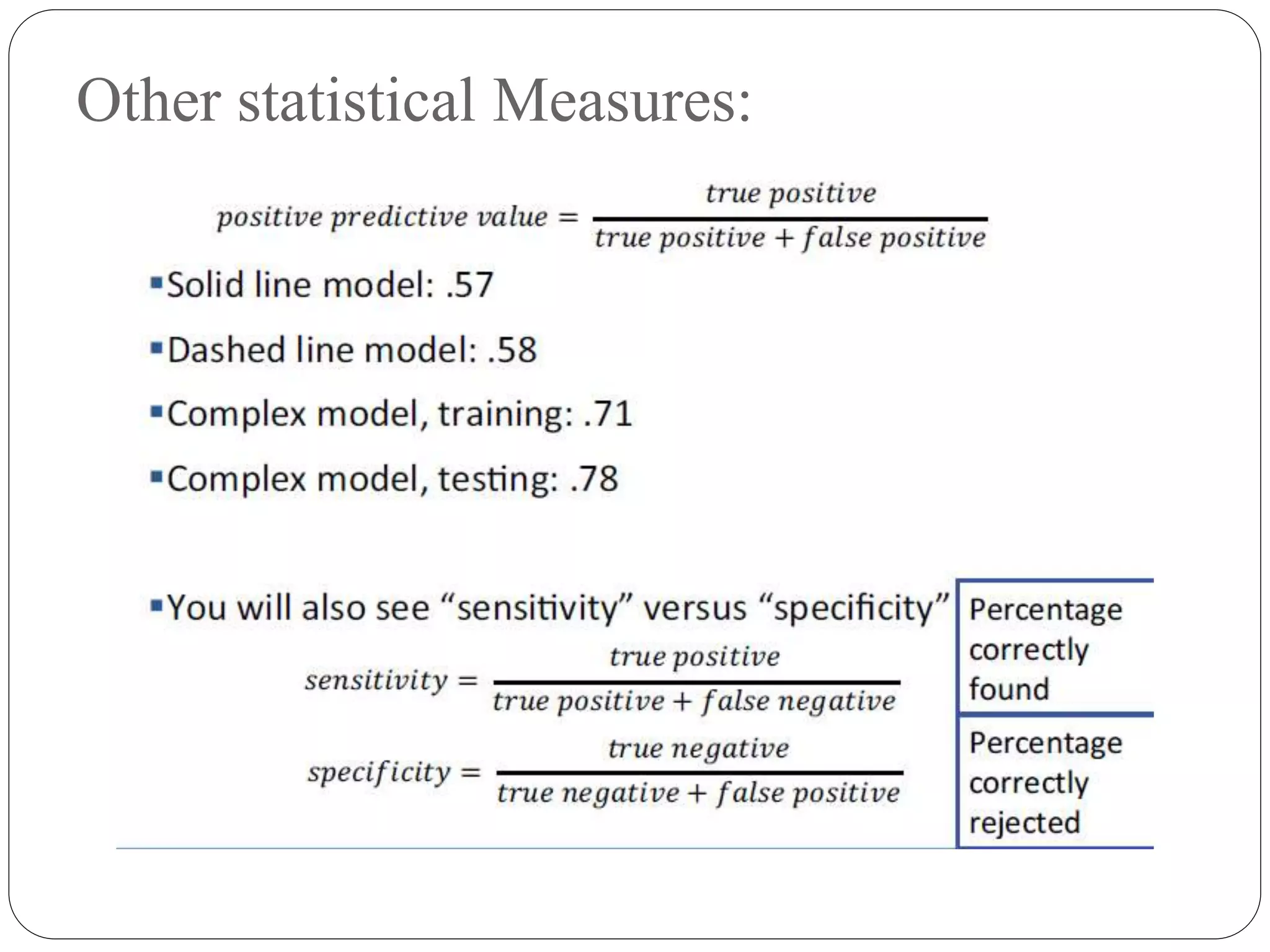Other statistical Measures:
 