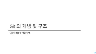 Git 의 개념 및 구조
Git의 개념 및 파일 상태
 