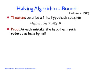 Lecture 08(Foundations of Machine Learning - Online learning) | PDF