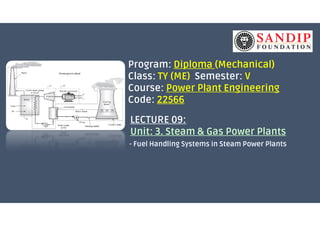 Program: Diploma (Mechanical)
Class: TY (ME) Semester: V
Course: Power Plant Engineering
Code: 22566
LECTURE 09:
Unit: 3. Steam & Gas Power Plants
 