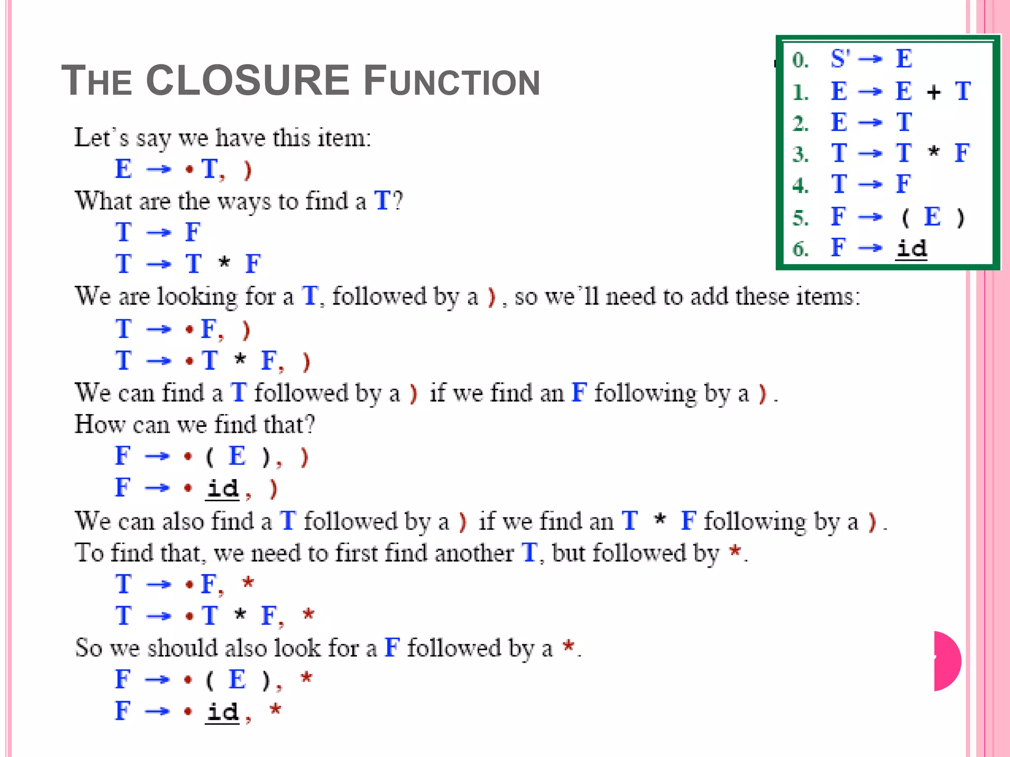 THE CLOSURE FUNCTION 7 