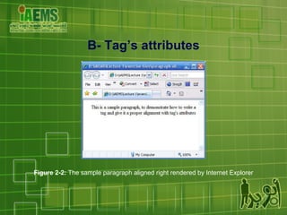 Figure 2-2:  The sample paragraph aligned right rendered by Internet Explorer B- Tag’s attributes 