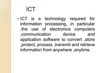 Introduction to ICT, This is a computer introd | PPT