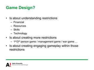 Game Design, Lecture1: Design | PPTX