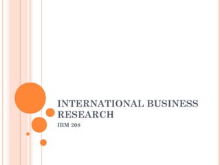 INTERNATIONAL BUSINESS
RESEARCH
IBM 208
 