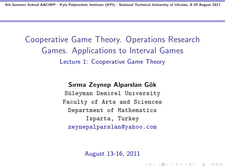 Cooperative Game Theory