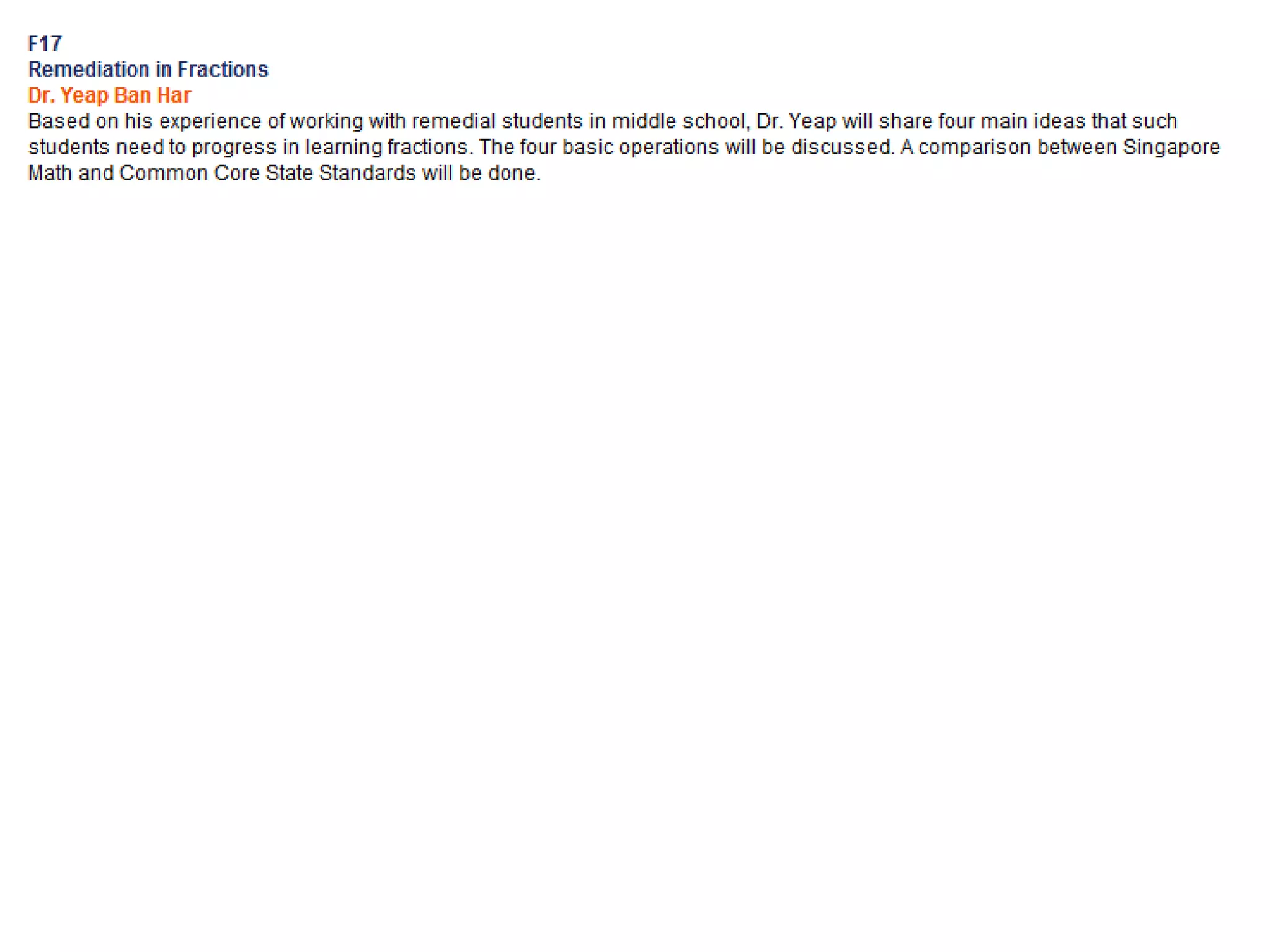 Worcester State University Summer Institute Lecture 1