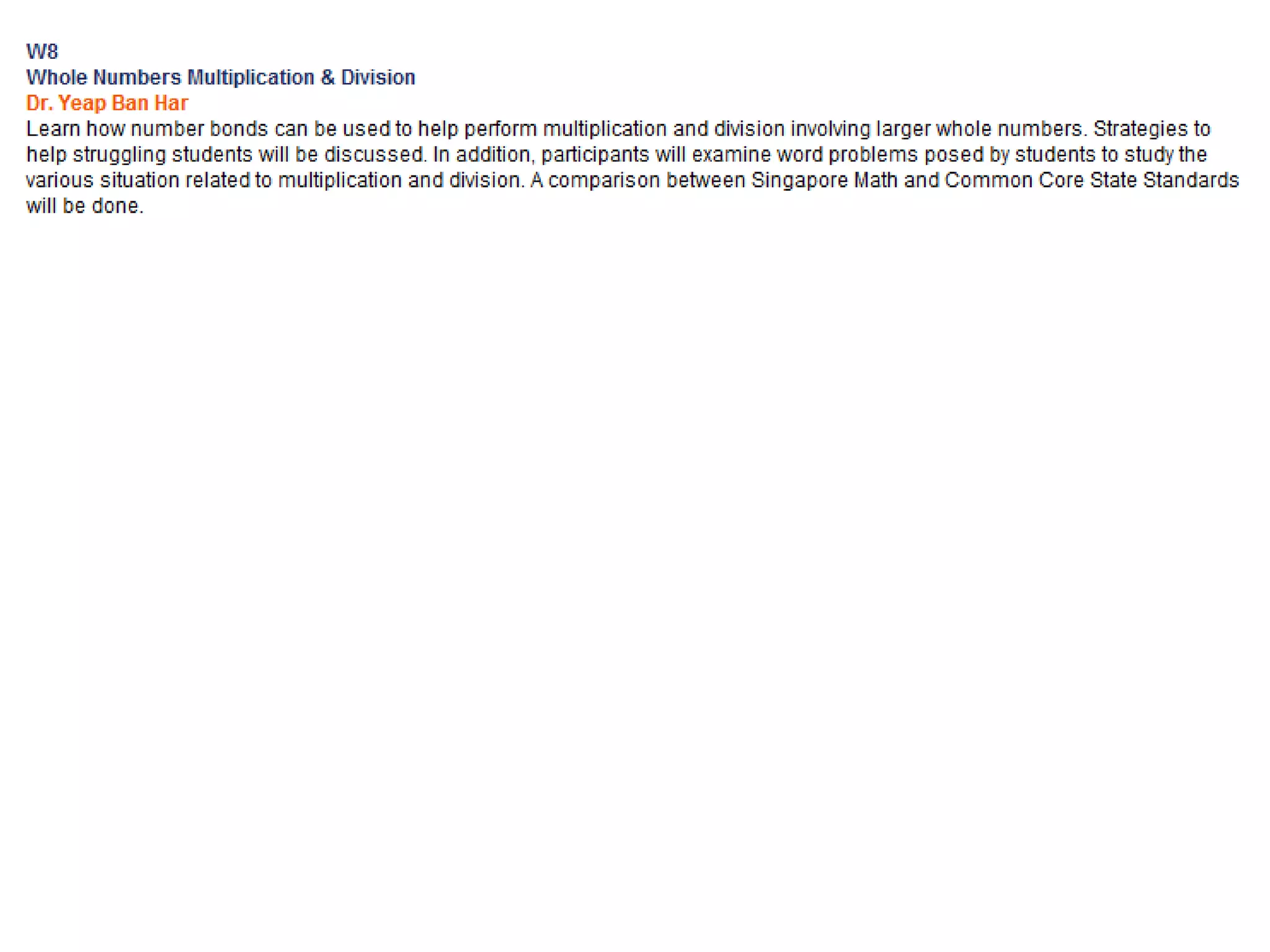 Worcester State University Summer Institute Lecture 1