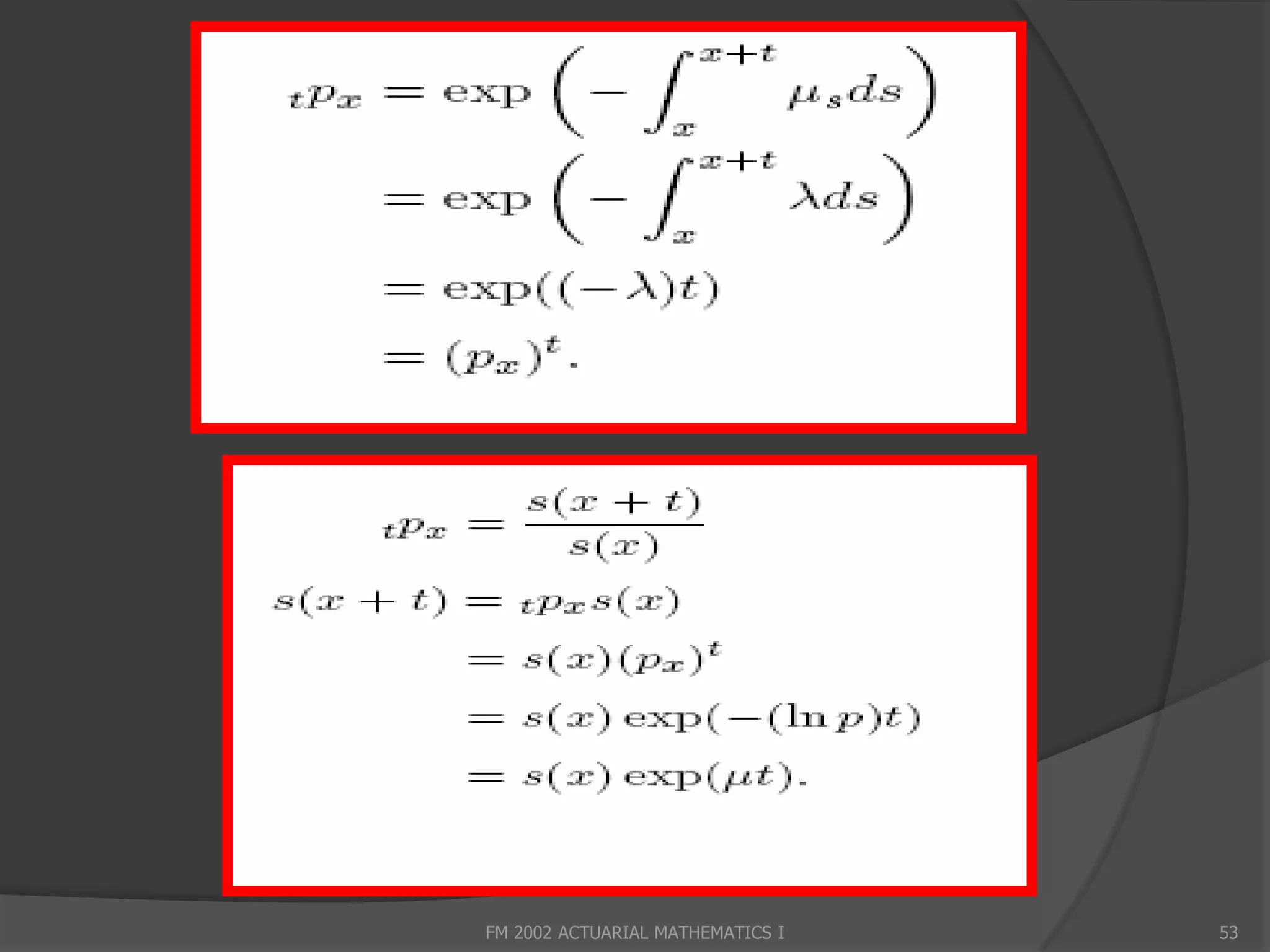 FM 2002 ACTUARIAL MATHEMATICS I   53
 