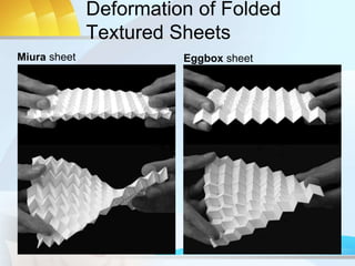Deformation of Folded
Textured Sheets
Miura sheet Eggbox sheet
 