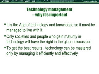 Technology Management Chapter 1 Notes | PPT