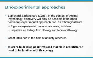 Workshop on Behavioral models in zebrafish | PPT