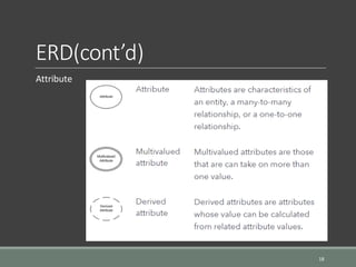 ERD(cont’d)
Attribute
18
 