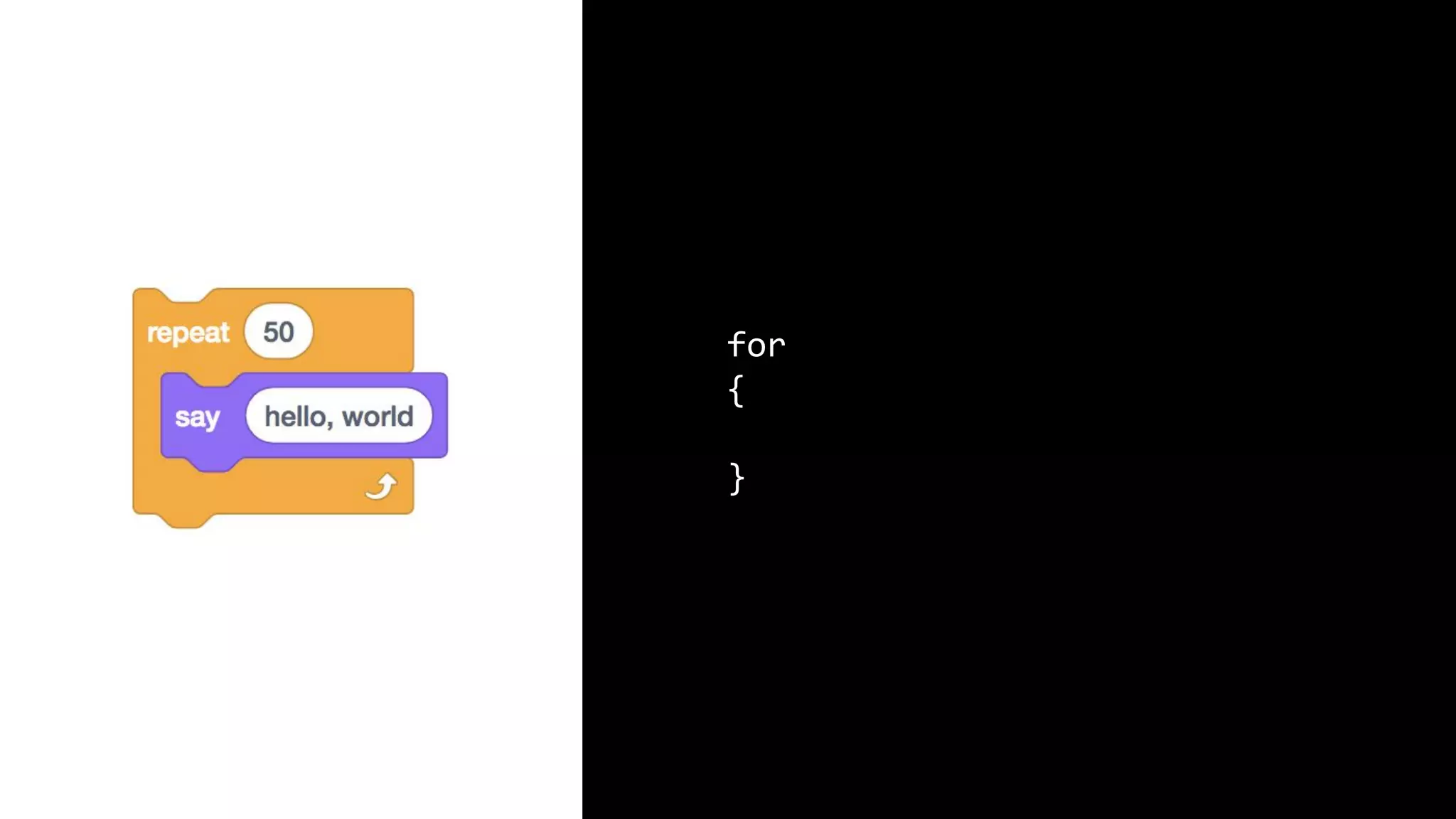 for (int i = 0; i < 50; i++) { printf("hello, worldn"); } 