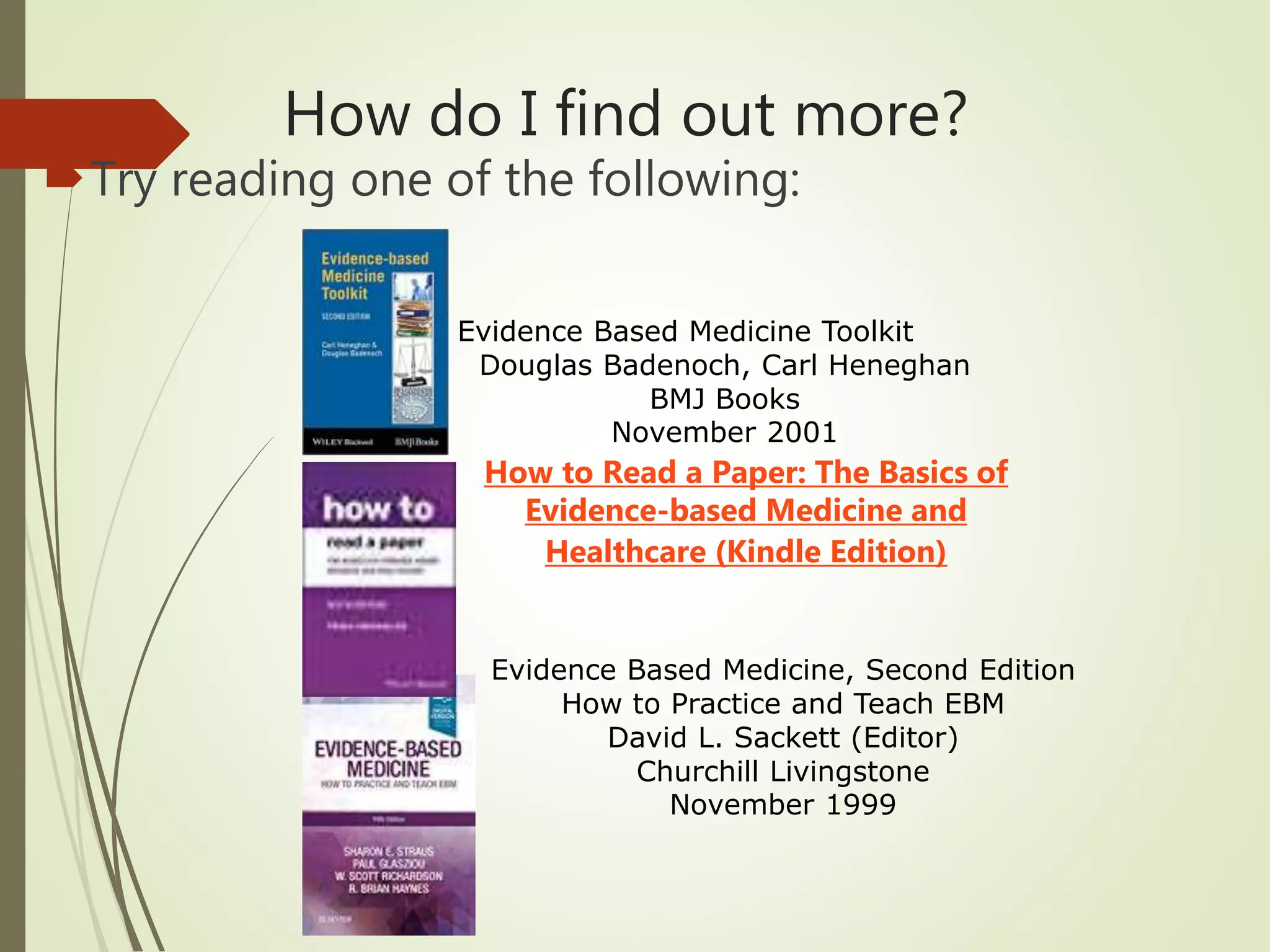 Evidence Based Medicine Master degree Course (Lecture 1): Formulation ...