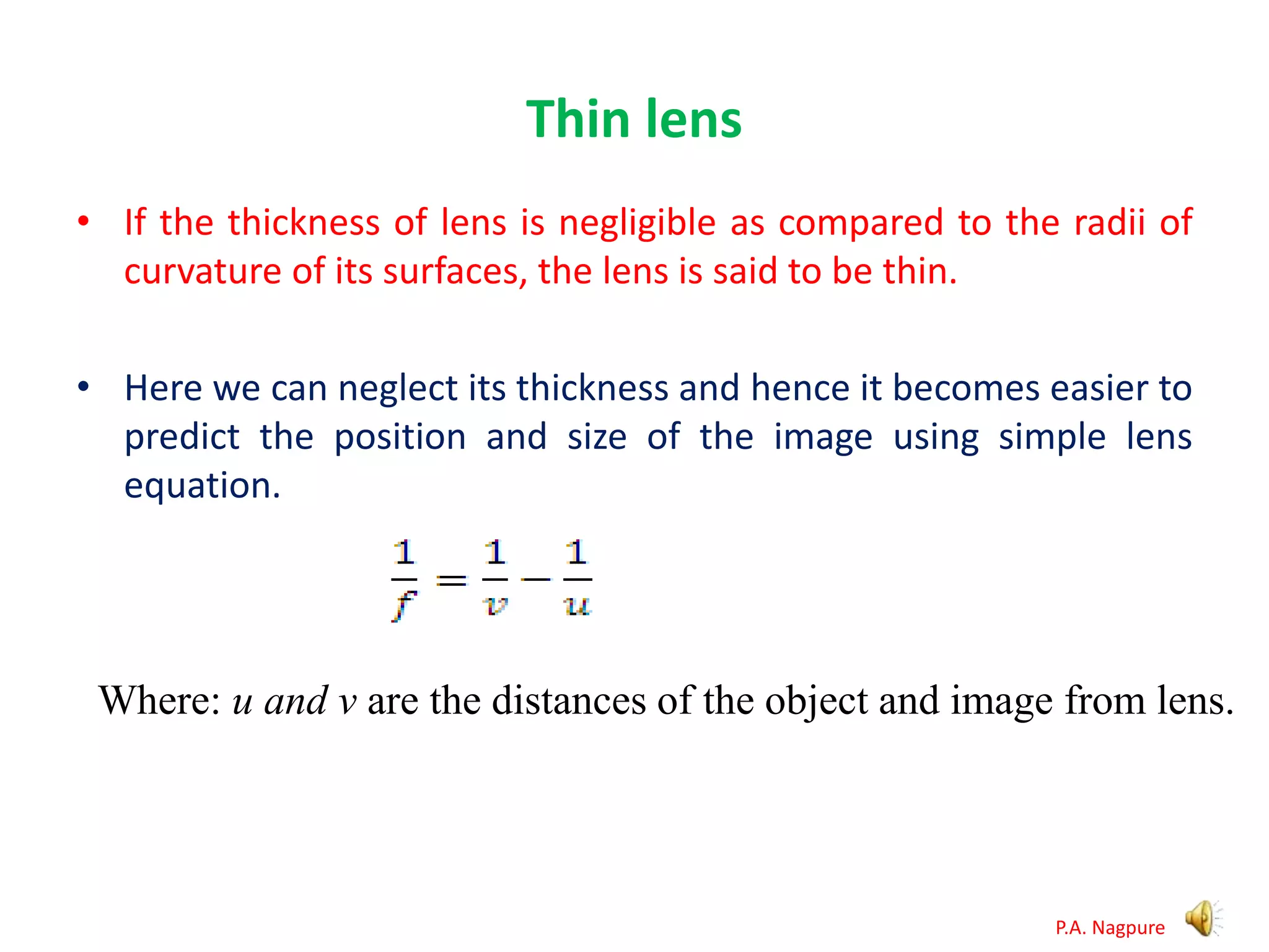 Lecture 1: Basics of Lenses and Terminologies | PPTX