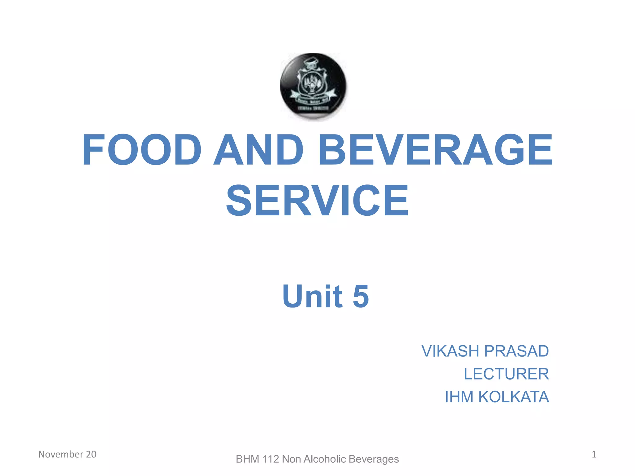 NON ALCOHOLIC BEVERAGES PPT