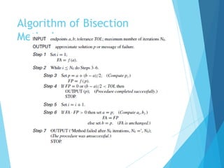 Algorithm of Bisection
Method
 