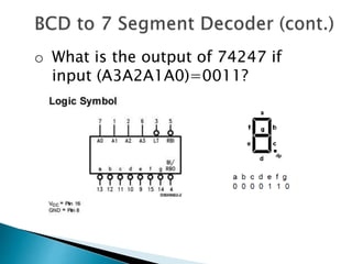 o What is the output of 74247 if
input (A3A2A1A0)=0011?
 