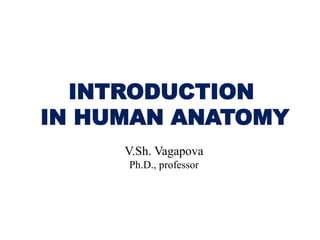 INTRODUCTION
IN HUMAN ANATOMY
V.Sh. Vagapova
Ph.D., professor
 