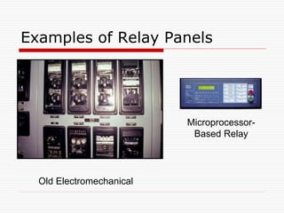 Examples of Relay Panels
Old Electromechanical
Microprocessor-
Based Relay
 