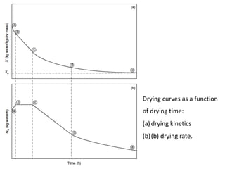Drying curves as a function
of drying time:
(a)drying kinetics
(b)(b) drying rate.
 
