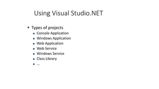 Introduction to c sharp | PPTX