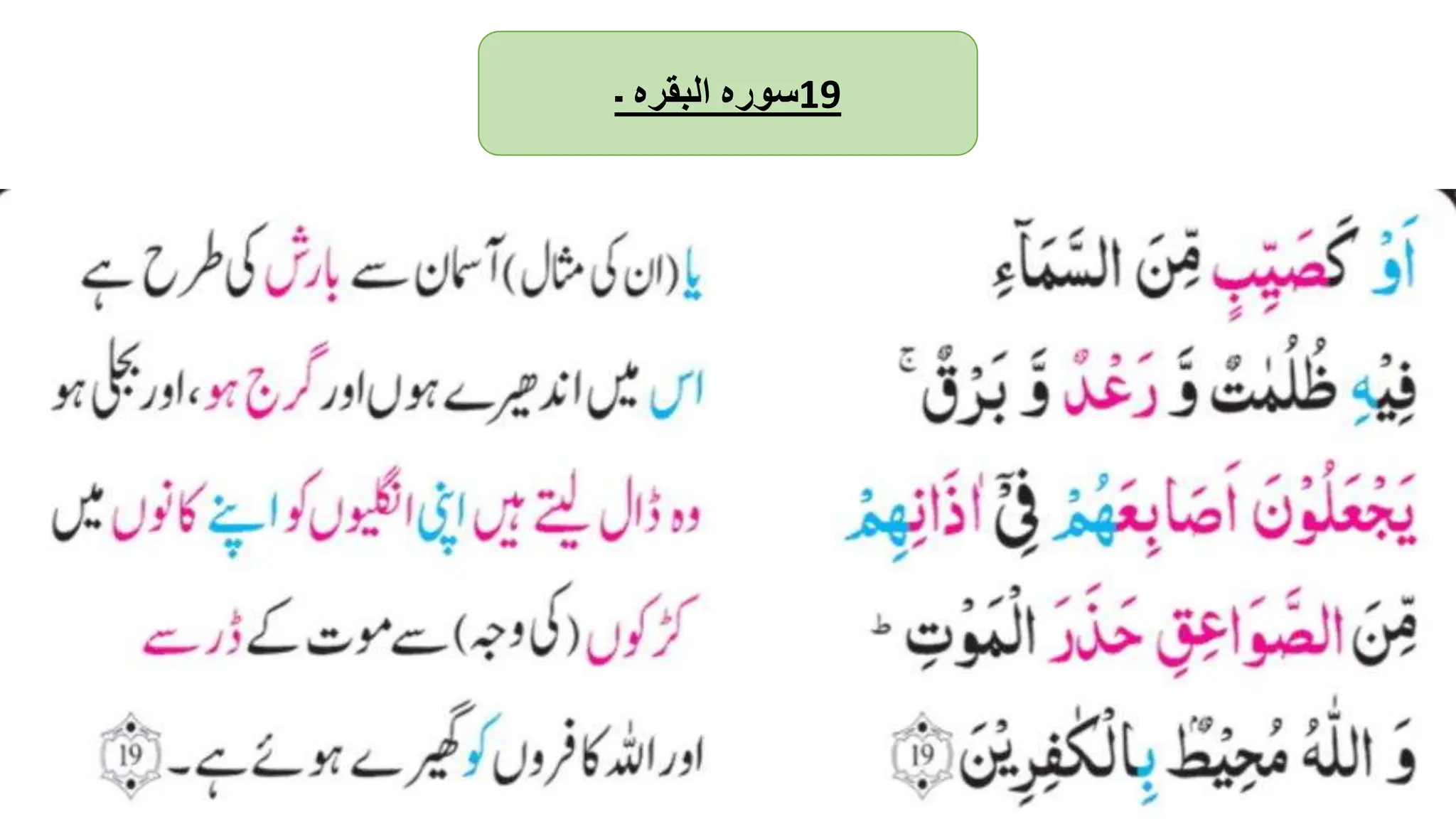 ‫سورہ‬
‫البقرہ‬
‫۔‬ 19
 