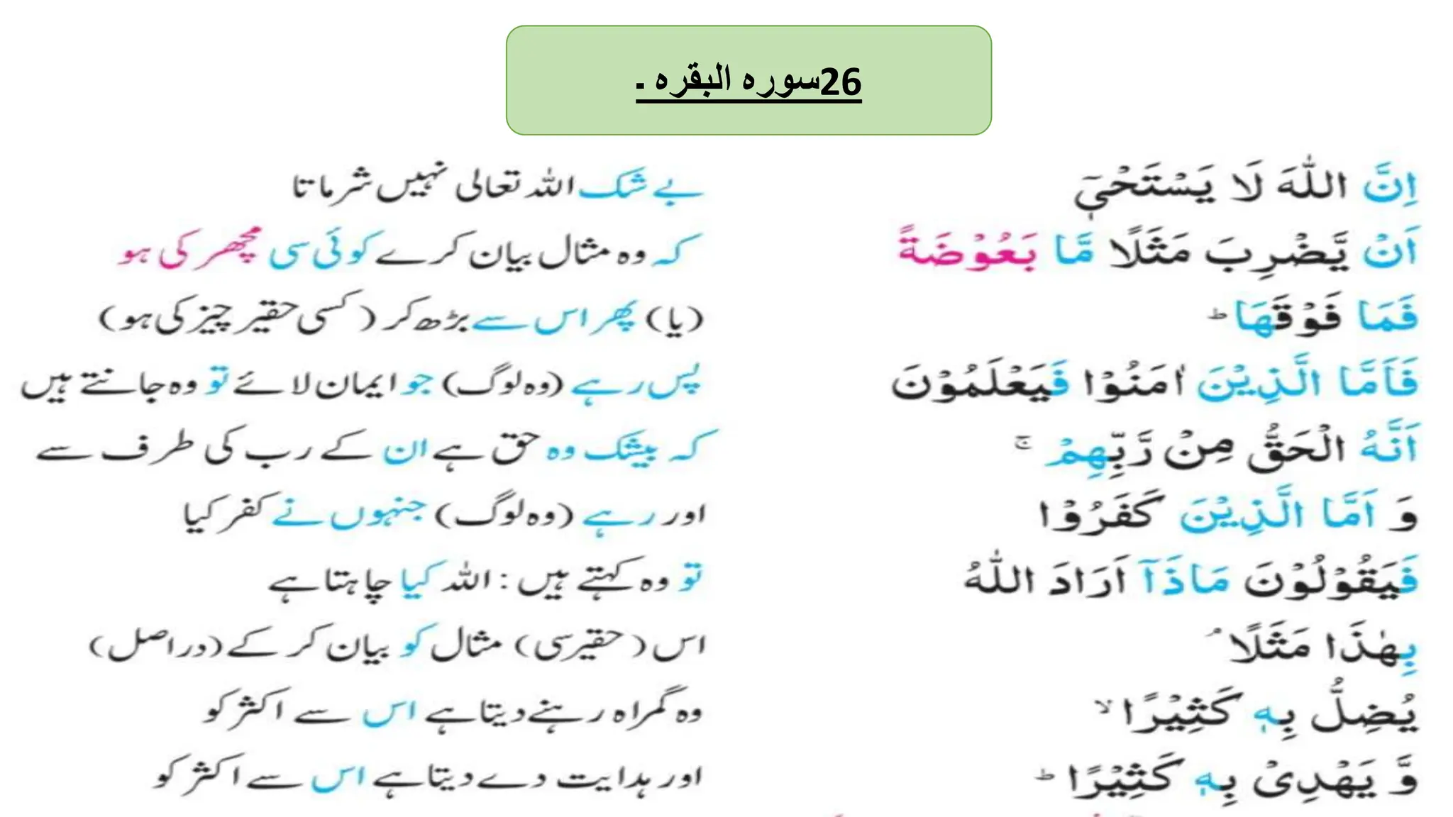 ‫سورہ‬
‫البقرہ‬
‫۔‬ 26
 