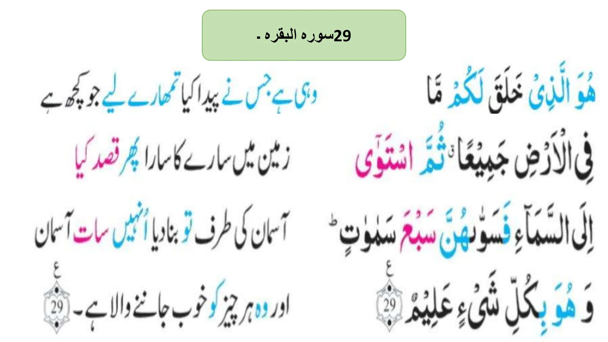 ‫سورہ‬
‫البقرہ‬
‫۔‬ 29
 