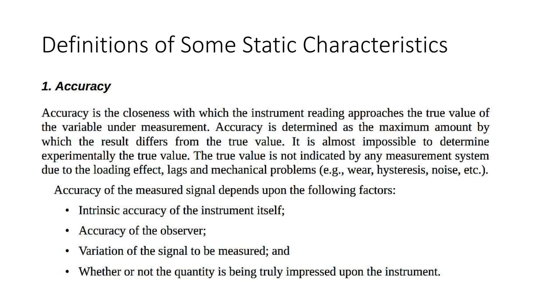 Definitions of Some Static Characteristics
 