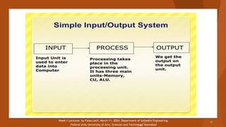 Week 1 Lectures by Faiza Latif, March 11, 2024, Department of Software Engineering,
Federal Urdu University of Arts, Sciences and Technology Islamabad
12
 
