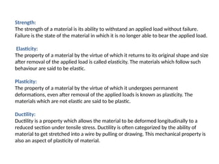 Basic mechanics of solids for civil engieering | PPTX