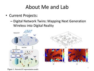 About Me and Lab
• Current Projects:
– Digital Network Twins: Mapping Next Generation
Wireless into Digital Reality
4
 