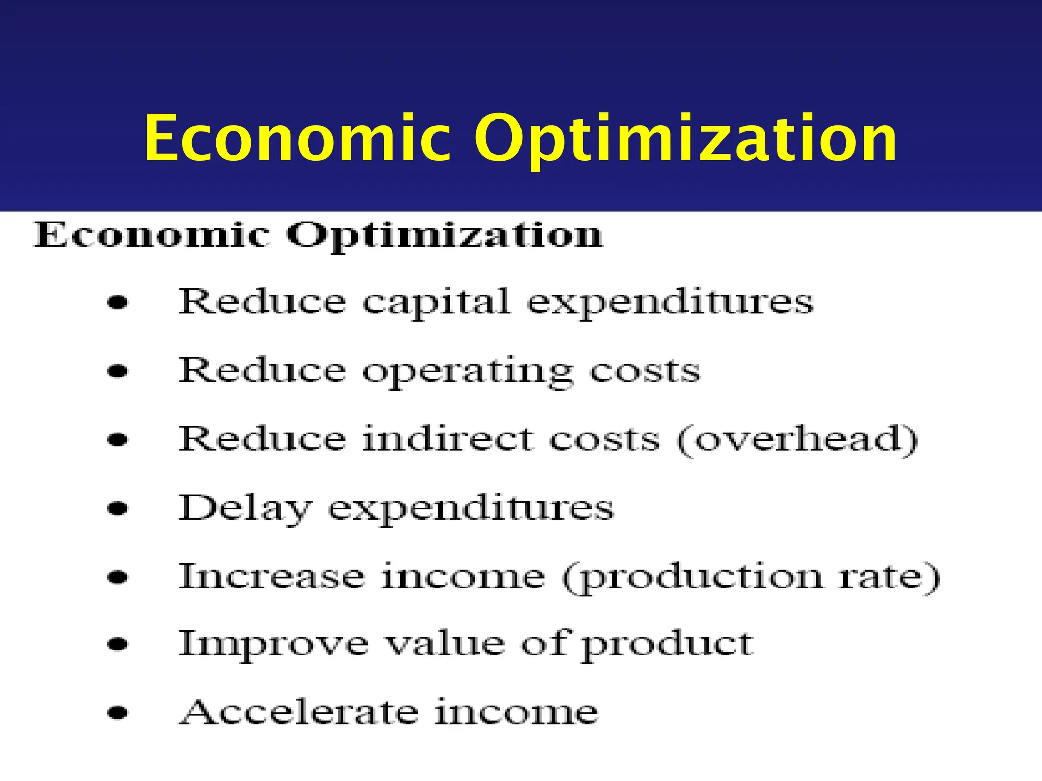 Economic Optimization
 