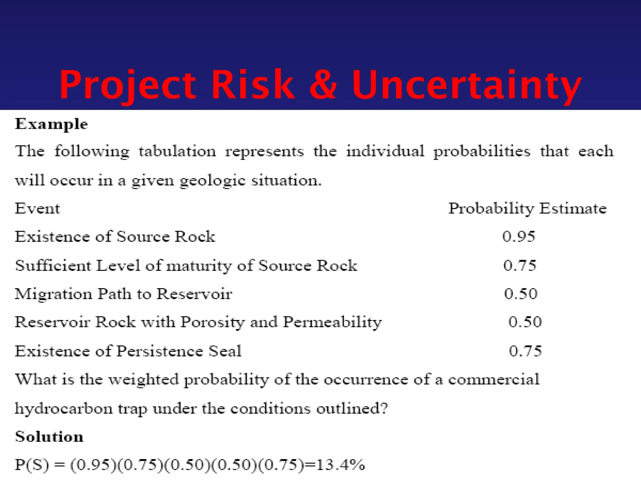 Project Risk & Uncertainty
 