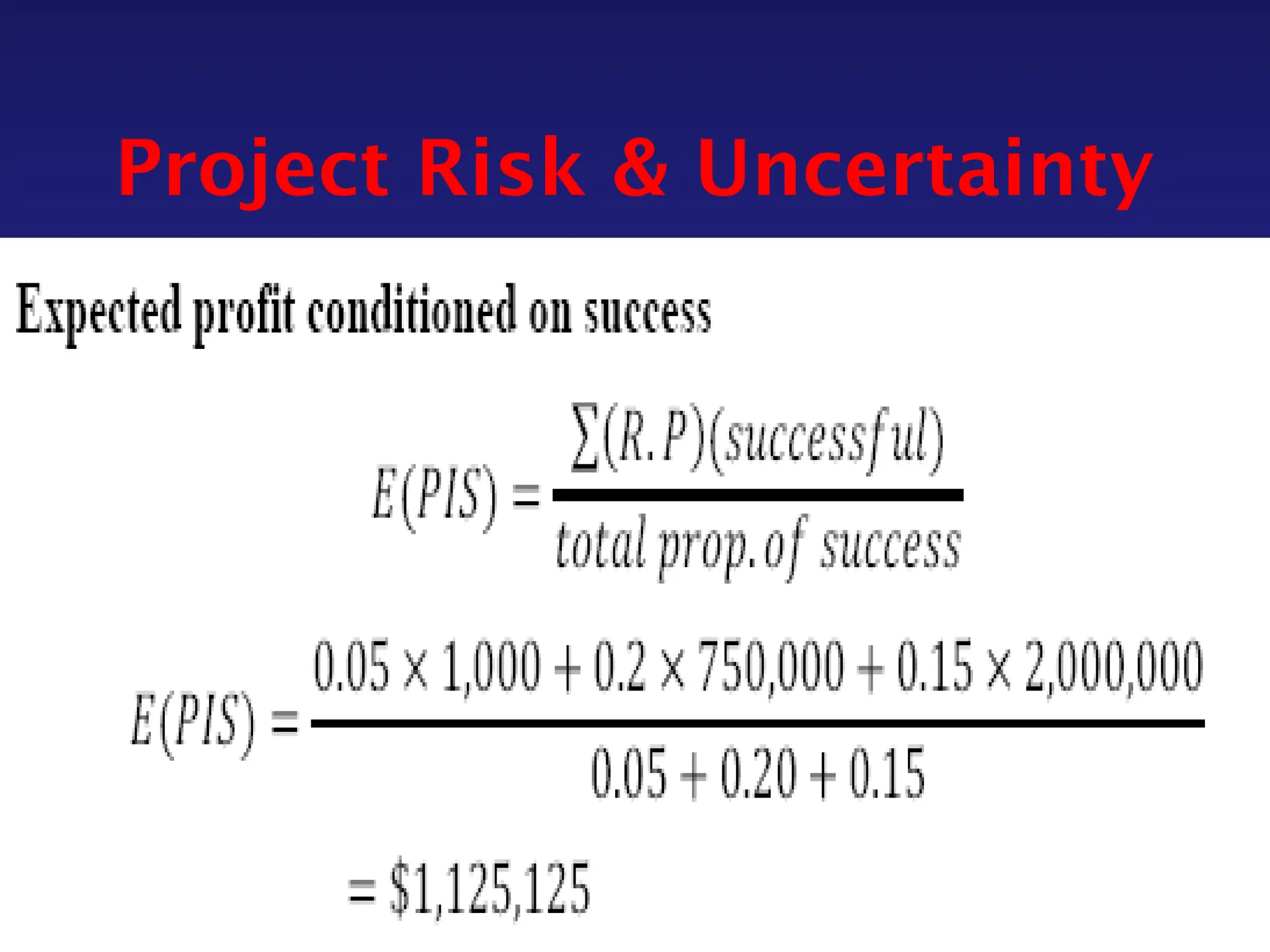 Project Risk & Uncertainty
 