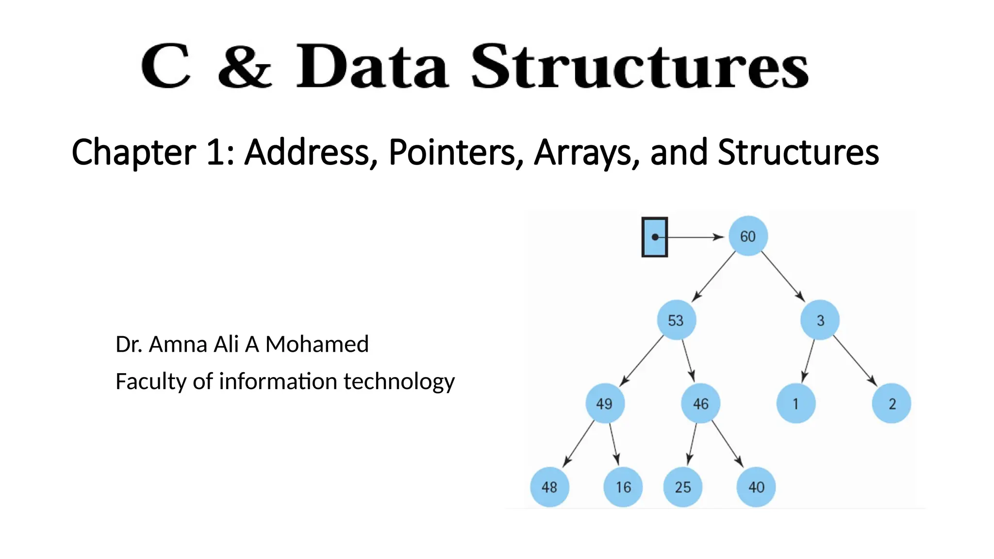 Chapter 1: Address, Pointers, Arrays, and Structures
Dr. Amna Ali A Mohamed
Faculty of information technology
 