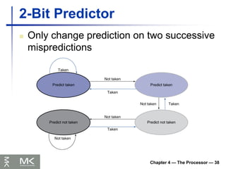 Chapter 4 — The Processor — 38
2-Bit Predictor
 Only change prediction on two successive
mispredictions
 