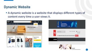 Musa Hodman
Dynamic Website
6
▪ A dynamic website is a website that displays different types of
content every time a user views it.
 