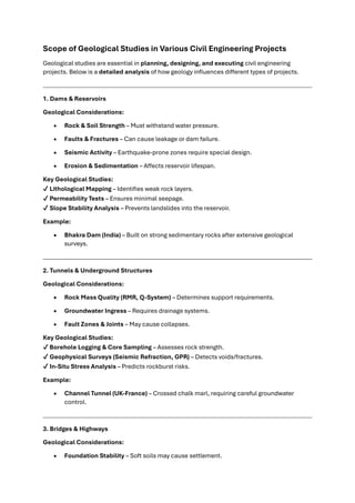 Branches of geology and its application in civil engineering | PDF