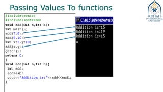 Passing Values To functions
 