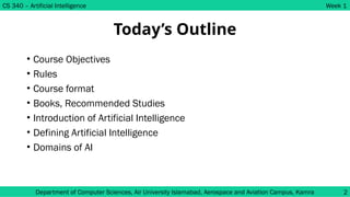 Lecture # 01 - Introduction to Artificial Intelligence | PPTX