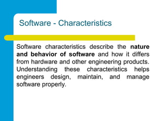 lecture 1 software, software characteristics and myths | PPT