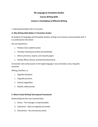 Writing Skills for Translation Studies | PDF
