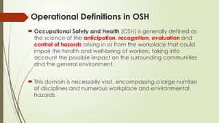 Osh Environment Occupational health and safety lecture 1 | PPTX