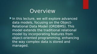 Introduction to Advanced Data Models: Object- Relational Data Model | PDF