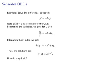 Separable Examples Comprehensive Introduction to Ordinary Differential Equations: Concepts ...
